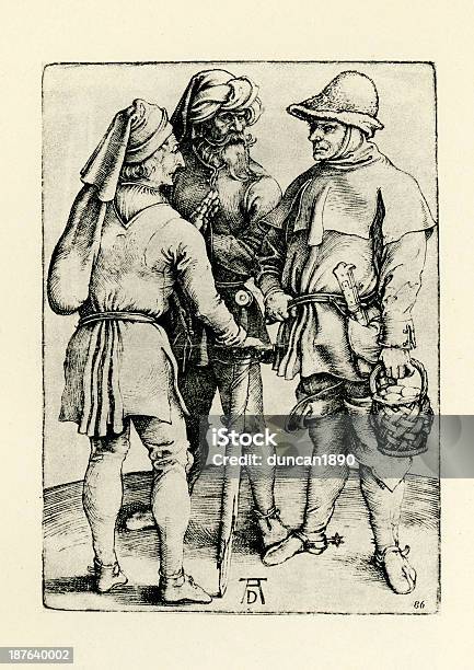 3 파머스 토킹 농부에 대한 스톡 벡터 아트 및 기타 이미지 - 농부, 중세, 16세기
