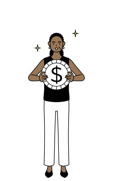 illustrations, cliparts, dessins animés et icônes de une femme âgée afro-américaine avec des images de gains de change et d’appréciation du dollar. - travel simplicity multi colored japanese culture