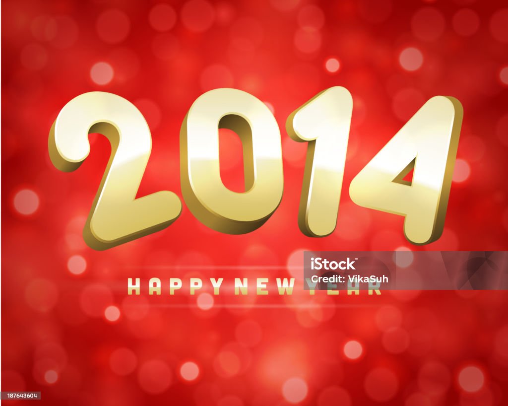 Szczęśliwego Nowego Roku 2014 3d wiadomości i lekki - Grafika wektorowa royalty-free (Abstrakcja)