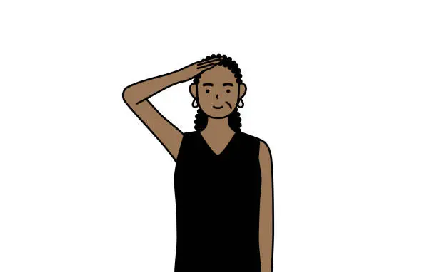 Vector illustration of African-American senior woman making a salute.