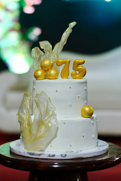 istock Birthday cake number 75. white cake. Close-up view 1876445881