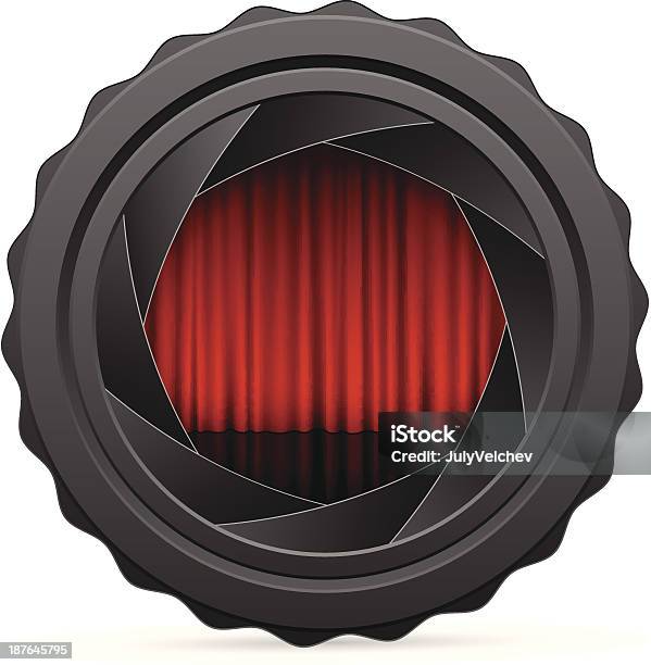 Camera Shutter With Red Curtain Stock Illustration - Download Image Now - Black Color, Camera - Photographic Equipment, Circle