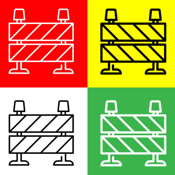 Barrier Vector Icon, Lineal style icon, from Work in Progress icons collection, isolated on Red, Yellow, White and Green Background. Barrier Vector Icon, Lineal style icon, from Work in Progress icons collection, isolated on Red, Yellow, White and Green Background. hardhat roadblock boundary barricade stock illustrations