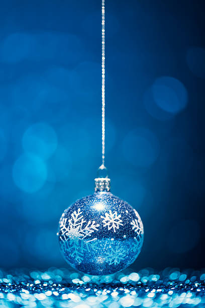 istock Blue Christmas Bauble - Glitter Bokeh Hanging Decoration 187647413