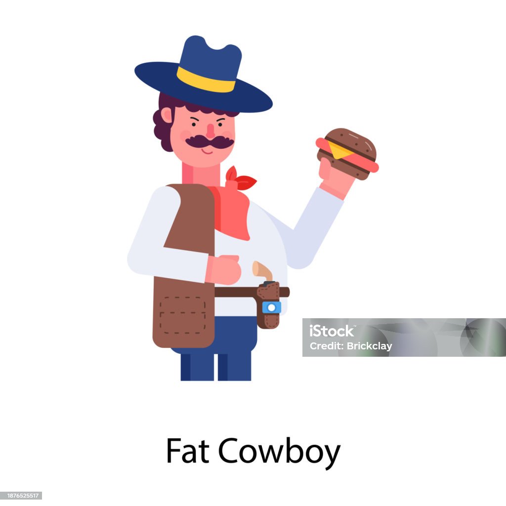 Fat Rodeo Kid Fat Cowboy Stock Illustration - Download Image Now - Adult, Avatar ...