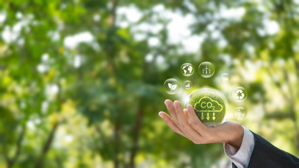 istock co2 concept describes the problem of carbon dioxide emissions and their impact on nature, global warming, sustainable development. and green business from renewable energy 1876534870