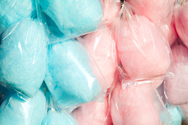 Cotton Candy Bagged cotton candy. candyfloss stock pictures, royalty-free photos & images