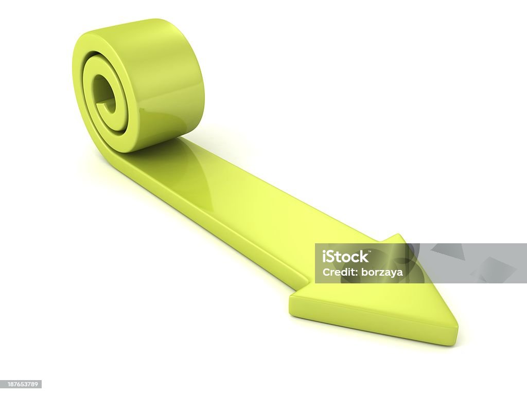 Spirale ritorto concetto di successo verde freccia su bianco - Foto stock royalty-free di Affari