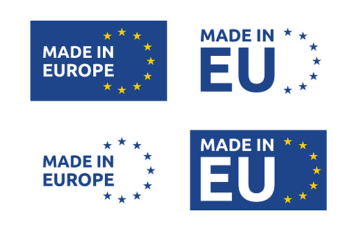 made in Europe icon set, European Union product labels