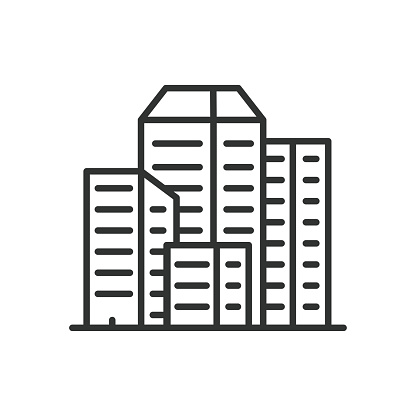 Building icon line design. House, apartment, home, office space, town, city, office-building, landscape, office, real estate, cityscape architecture vector illustration Building editable stroke icon