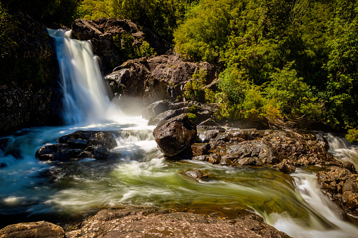 Waterfall at Alerce Andino National Park, Alerce Andino National Park, Los Lagos, Chile