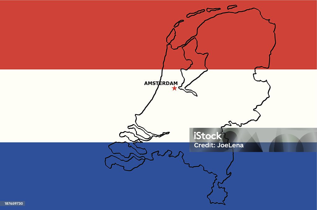 旗＆地図のオランダ - アイコンのロイヤリティフリーベクトルアート