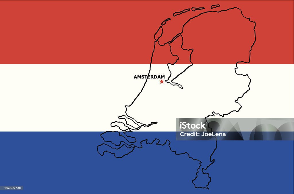 Bandeira e mapa da Holanda - Vetor de Amsterdã royalty-free