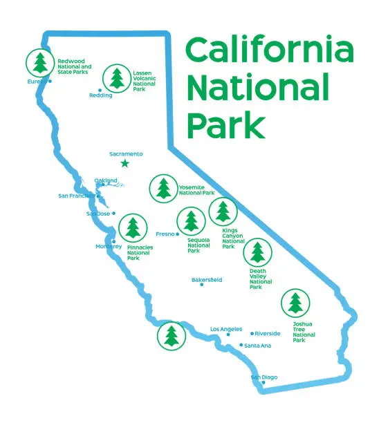 Vector illustration of California National Park Map