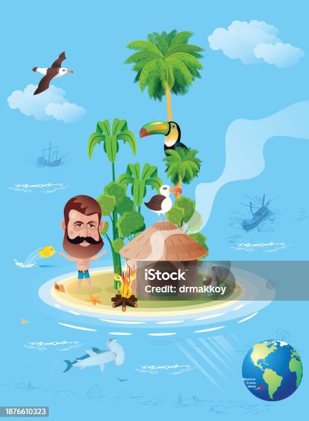 ロビンソンクルーソー島、無人島 - イラスト素材...