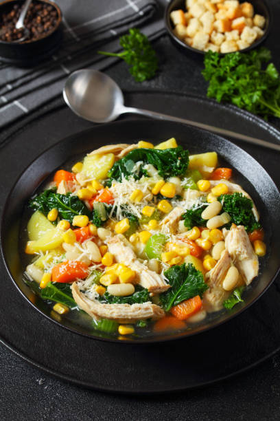 istock Chicken and white bean soup with veggies, corn 1876620579
