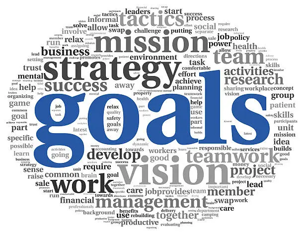 Photo of Goals and strategy concept in word tag cloud