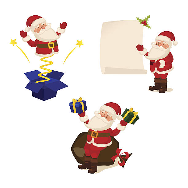 satz von santa claus - lieke klaus stock-grafiken, -clipart, -cartoons und -symbole