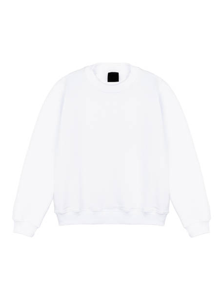 istock White cotton sweatshirt with long sleeves, crewneck, mockup, isolated on white background, flat lay, front view. Clothes template for advertising, design, branding, text, print. 1876648935