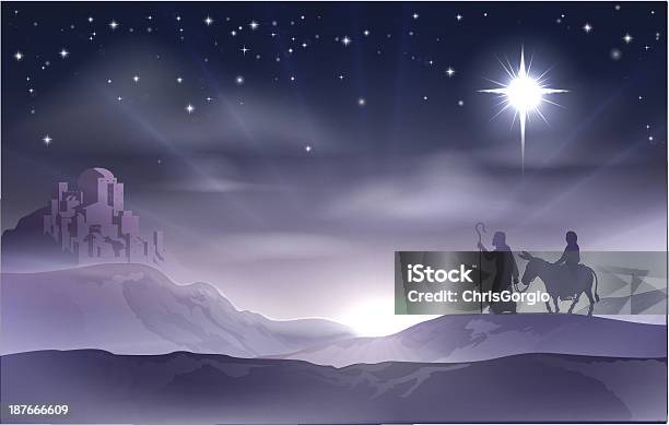 Maria Und Joseph Nativity Weihnachten Illustration Stock Vektor Art und mehr Bilder von Jungfrau Maria - Jungfrau Maria, Bethlehem - Westjordanland, Josef - Biblische Figur