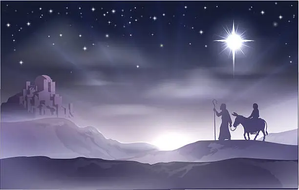 Vector illustration of Mary and Joseph Nativity Christmas Illustration
