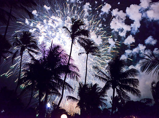 neujahrsfeier auf miami beach, florida,, usa - south beach miami florida night florida stock-fotos und bilder