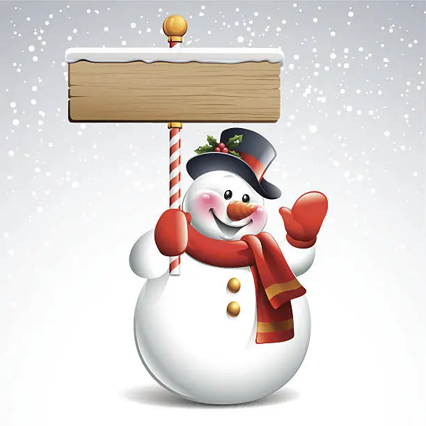 Vector illustration of Snowman - Sign