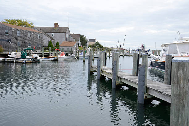istock boats docked in the harbor by Stonington Connecticut 187671949