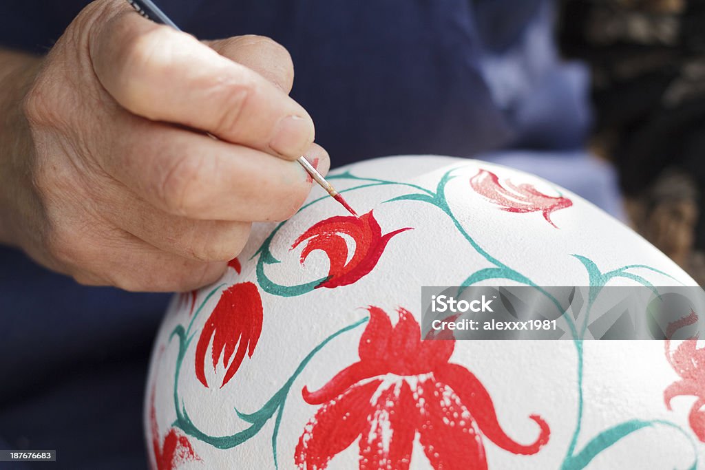 Pintando uma calabash - Foto de stock de Flor royalty-free