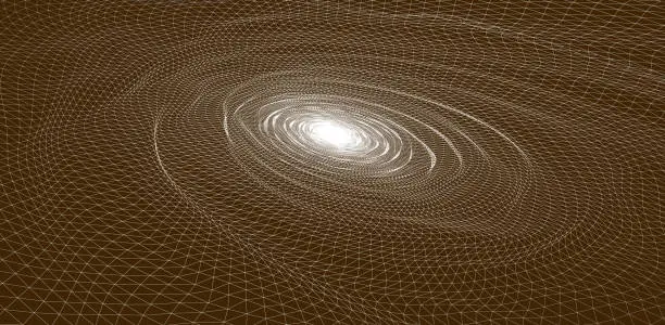 Vector illustration of Digital wireframe tunnel with a spiral design.