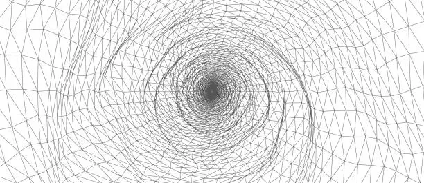 Vector illustration of Black and white geometric spiral pattern