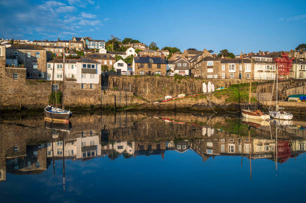 Newlyn Harbour, in Cornwall, early on a calm summers morning