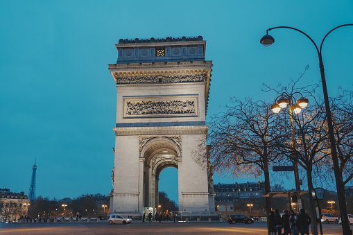 Long exposure of traffic near Eiffel Tower