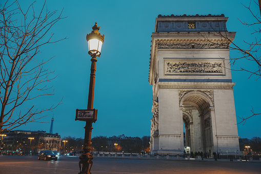 Arc de Triomphe and Champs Elysees in Paris, France