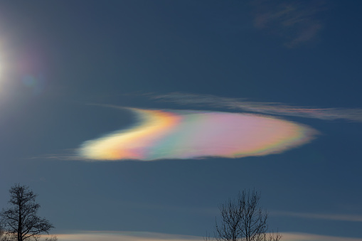 View of iridescent clouds in the sky of Varese.