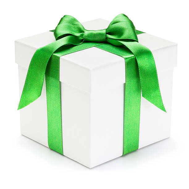 istock Gift box with green ribbon and bow. 187694089