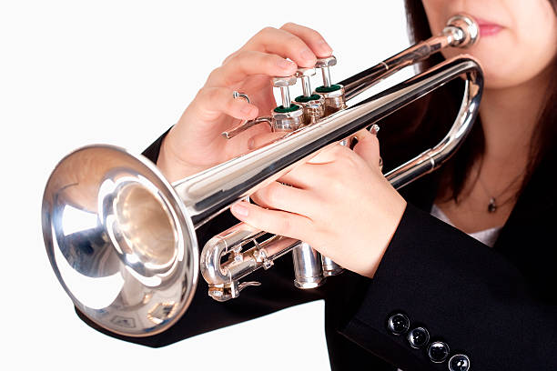 istock Closeup of Trumpet Player Playing 187694419