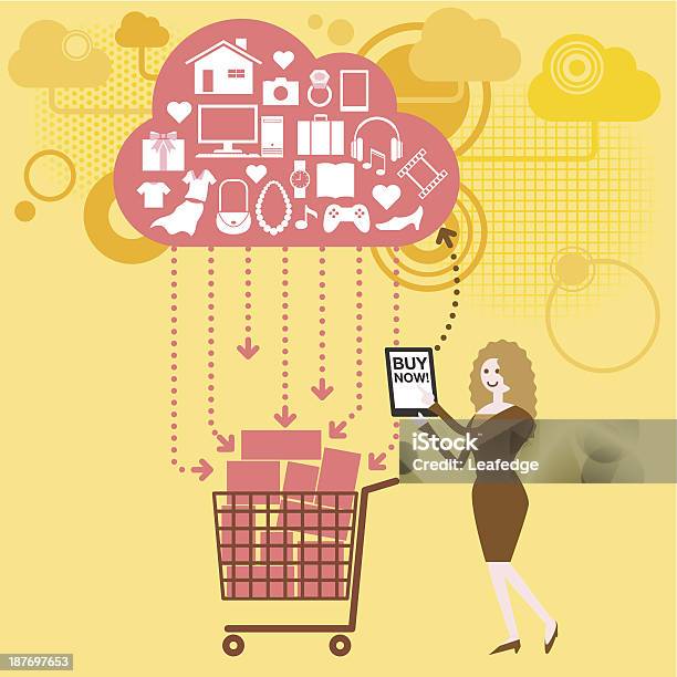 Business Conceptonline Shopping Stock Illustration - Download Image Now - Shopping Cart, Happiness, Adult