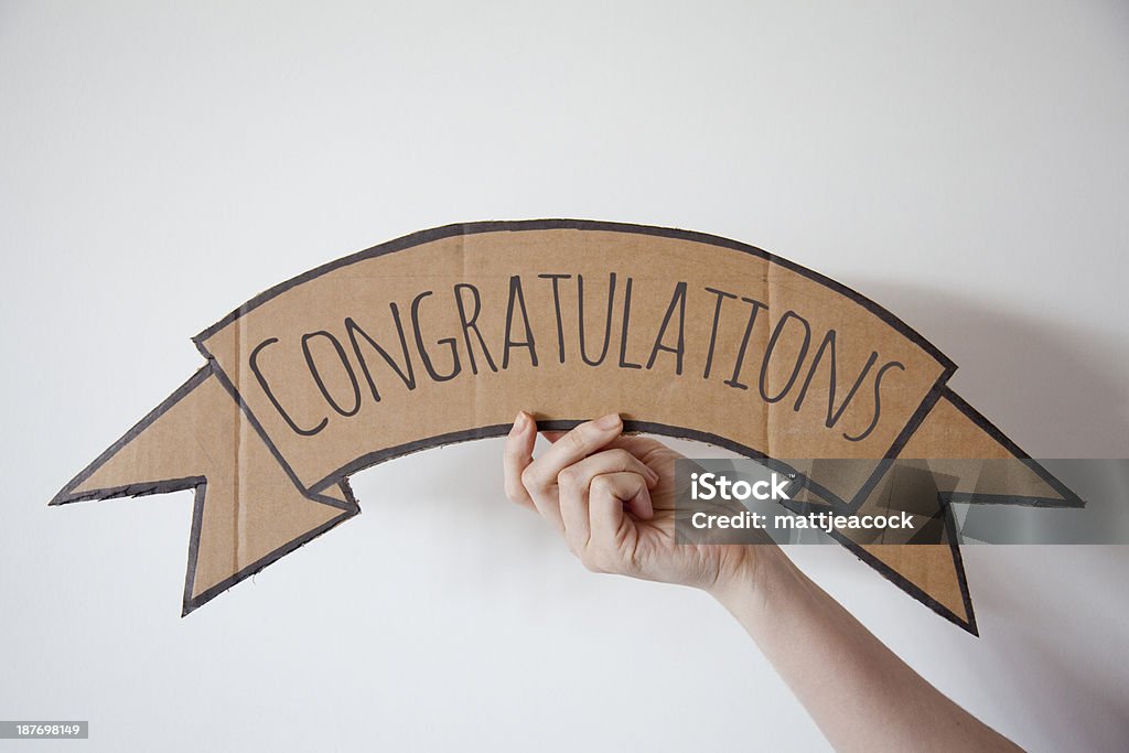 Congratulazioni cartone banner - Foto stock royalty-free di Congratularsi