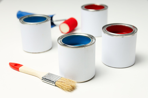 Tools for art and repairing - paint, paint in can