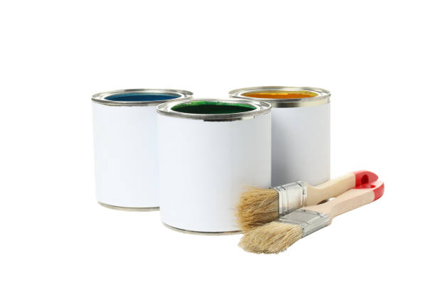 istock PNG, Cans with paints and brush isolated on white background 1876992622