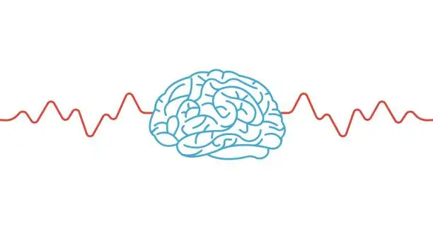 Vector illustration of Side View Brain with Waves