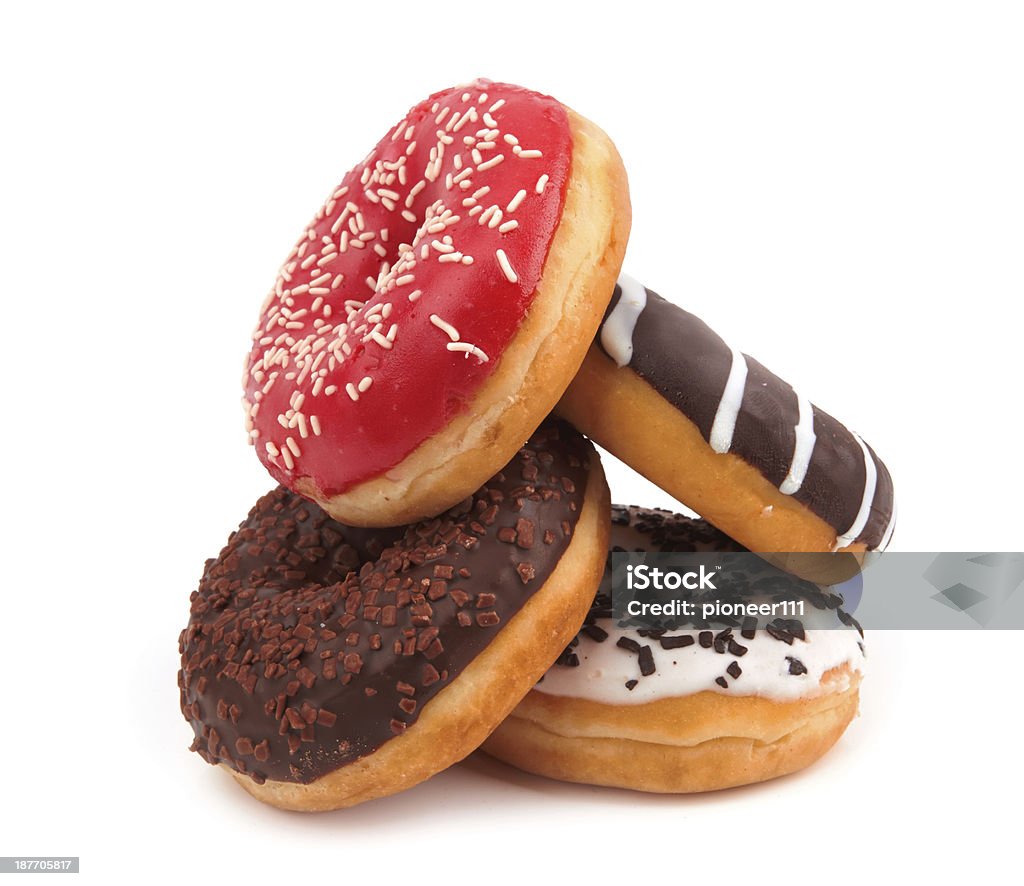donuts Collection of many donuts isolated on a white Abundance Stock Photo