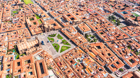 Aerial view of Historical Center, Cusco, Perú