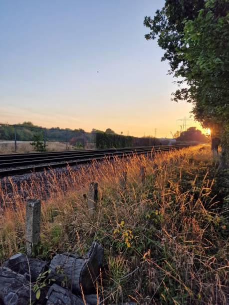 istock Morning sunrise from edge of train tracks 1877062877