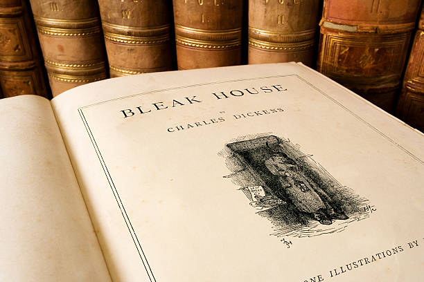 Bleak House - Charles Dickens Antique copy of Bleak House a novel by Charles Dickens, published in 20 monthly instalments between March 1852 and September 1853. It is held to be one of Dickens' finest novels, containing one of the most vast, complex and engaging arrays of minor characters and sub-plots in his entire canon. charles dickens stock pictures, royalty-free photos & images