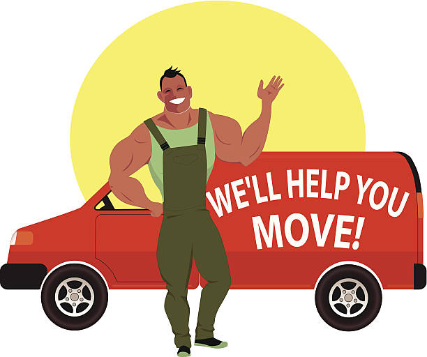 ilustrações, clipart, desenhos animados e ícones de movimento da empresa - moving van moving office moving house truck