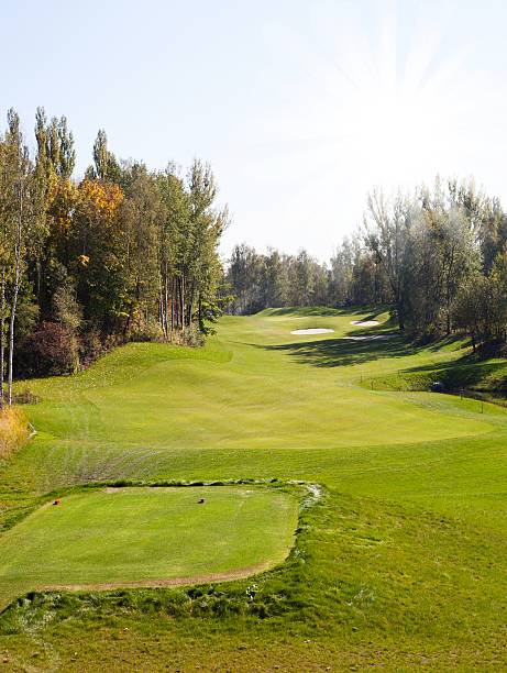 istock Autumn Golf course landscape view green field 187710130