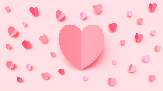 Pink Heart Background Mock up.  3D Rendering