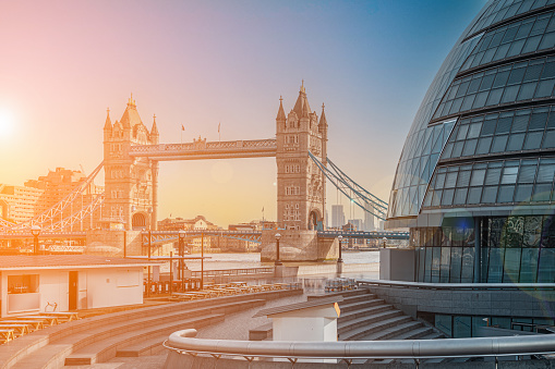 Tower Bridge in sunlight, London UK